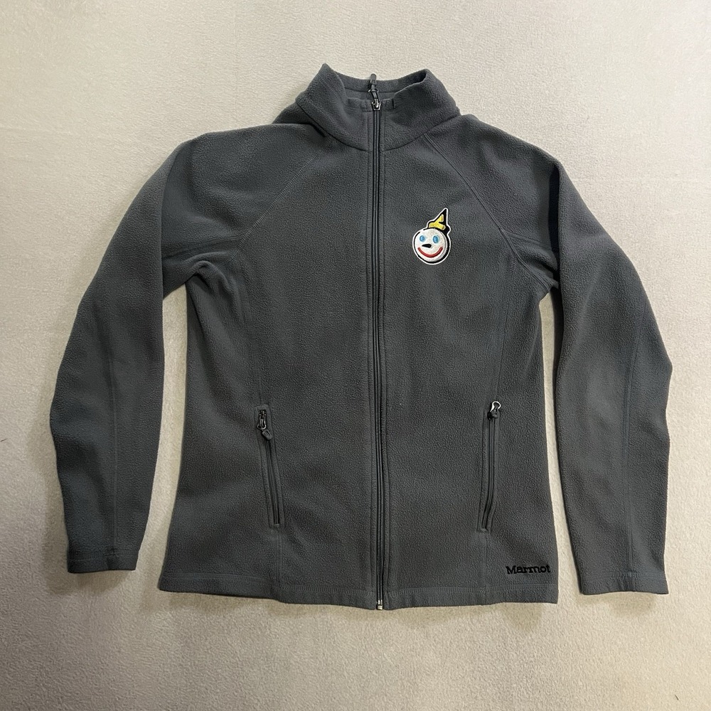 Jack In The Box Fleece Jacket Women's Size Medium Gray Full Zip Uniform Marmot